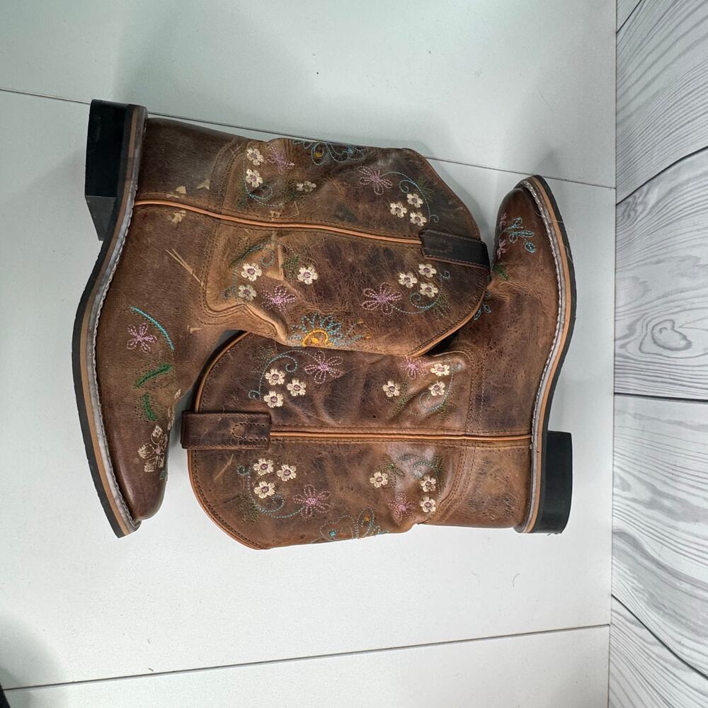 Smoky Mountain Boots Youth Sz 5R/Woman’s Sz 6.5 Floral Brown Square 3843Y - Picture 9 of 9